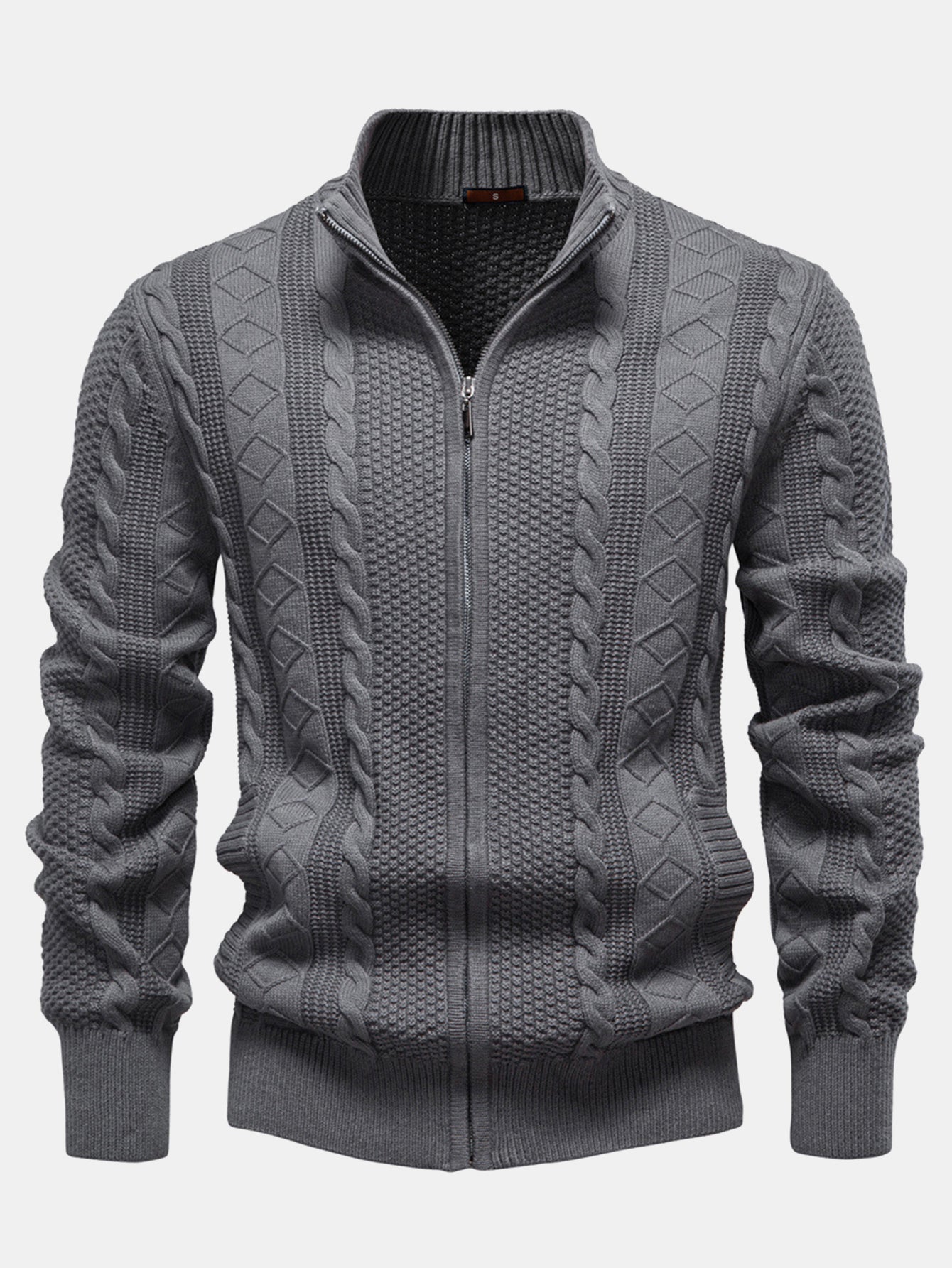 Cable Knit Zip Up Cardigan