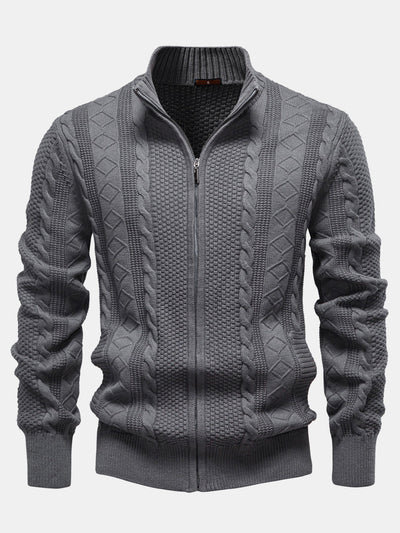 Cable Knit Zip Up Cardigan