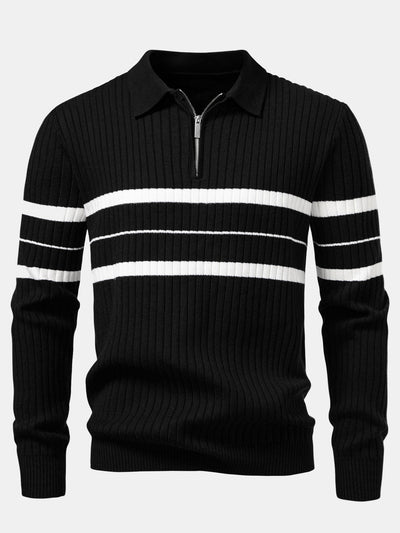 Striped Ribbed Knit Pullover