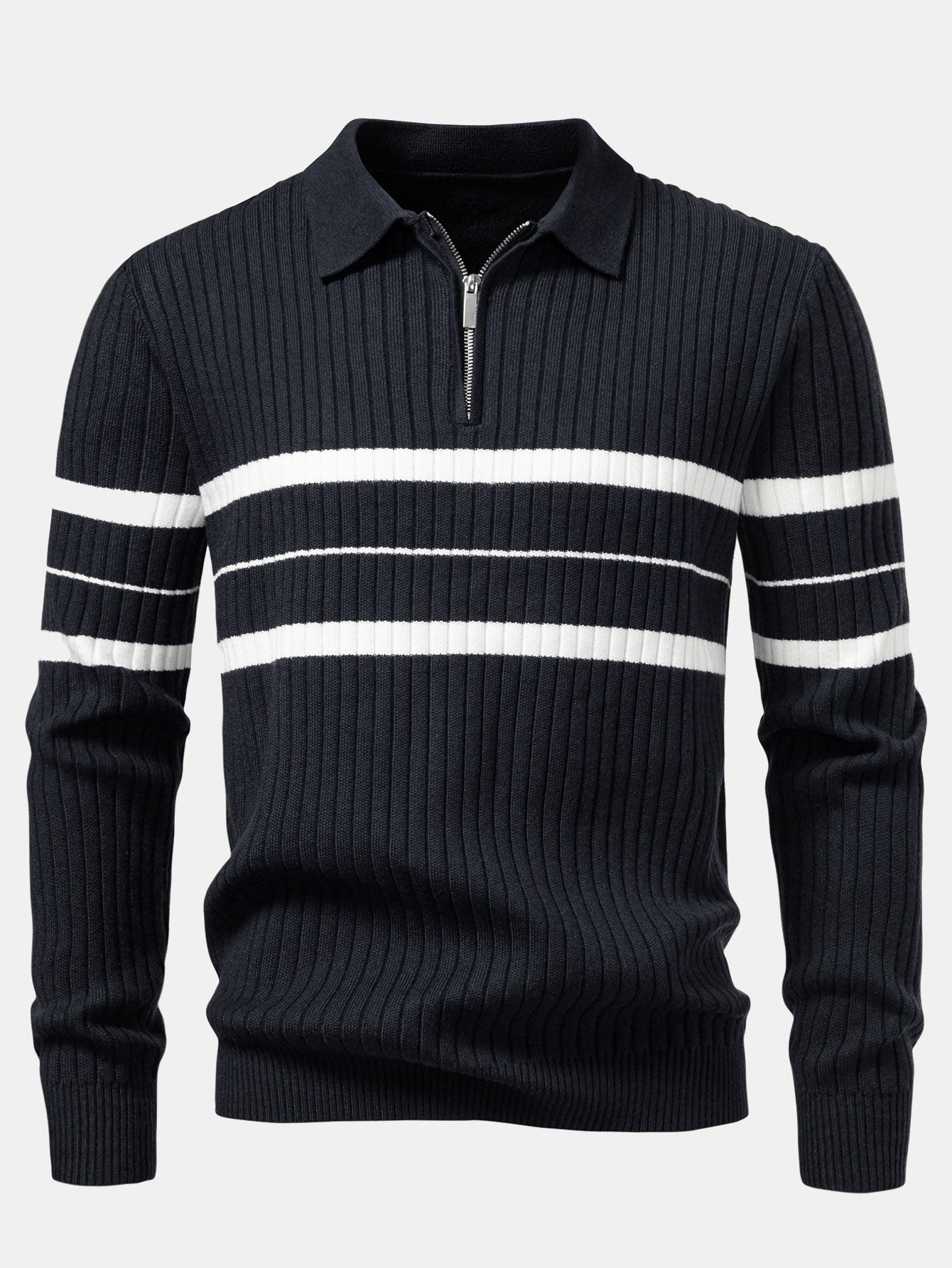 Striped Ribbed Knit Pullover