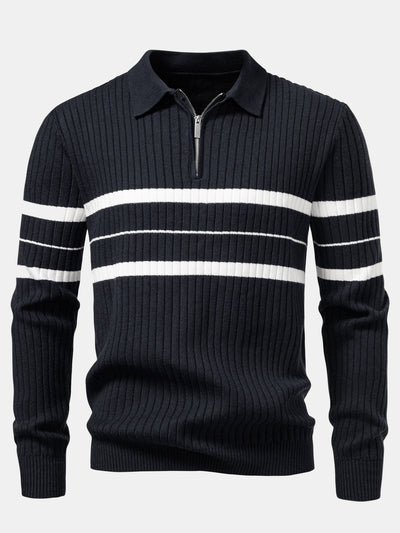 Striped Ribbed Knit Pullover
