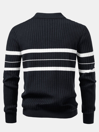Striped Ribbed Knit Pullover