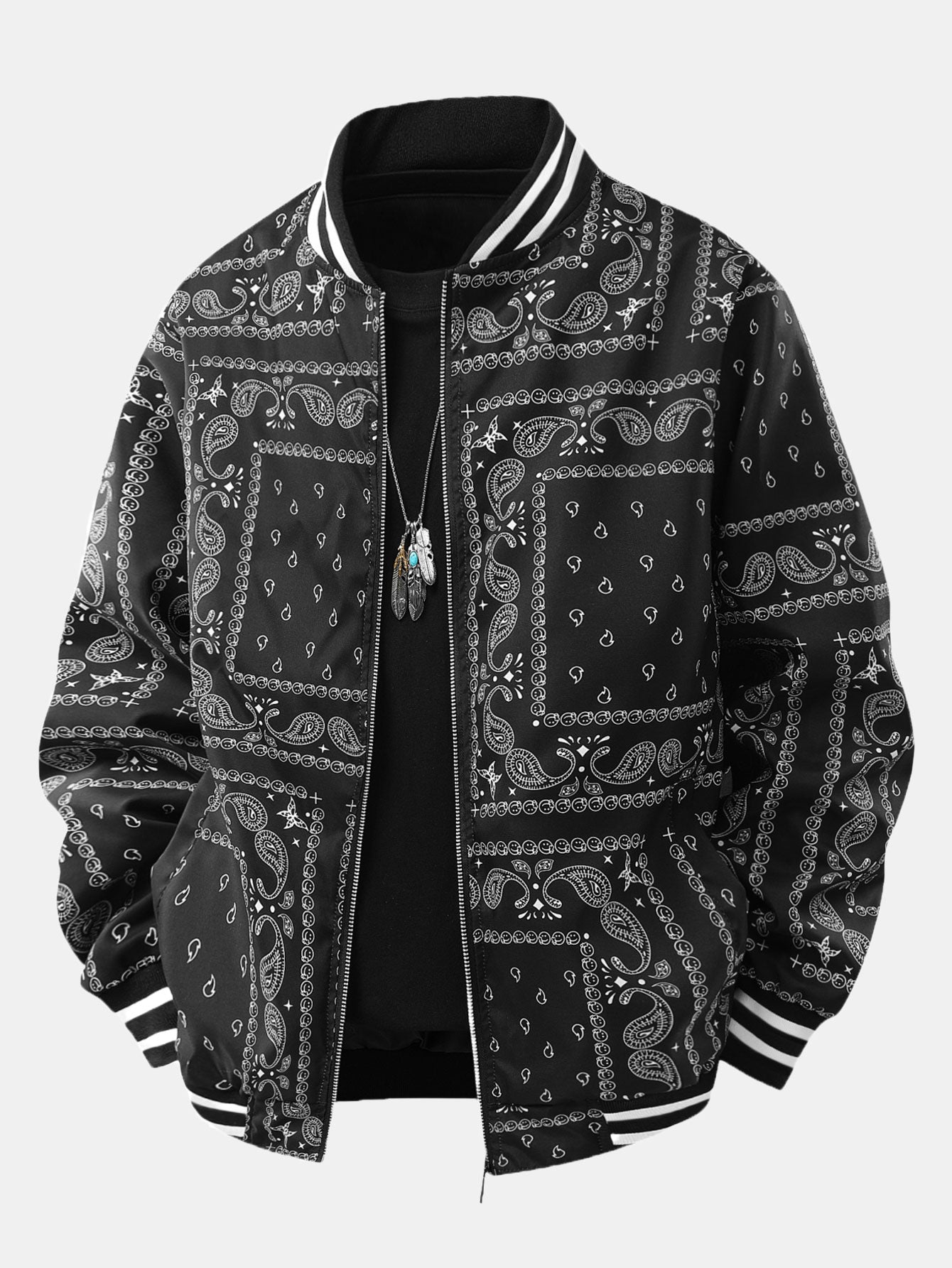Paisley Print Bomber Jacket