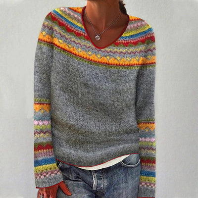 V-Neck Long Sleeve Knitted Sweater