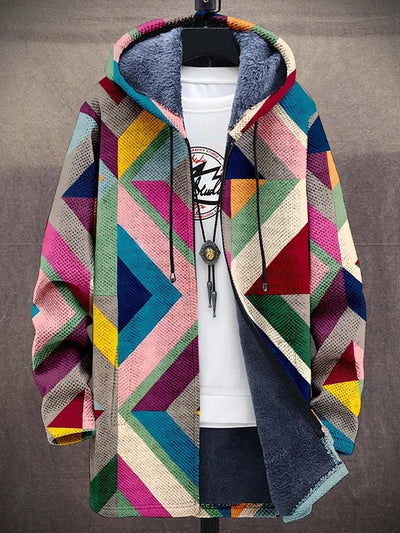 Geometric Print Hooded Jacket