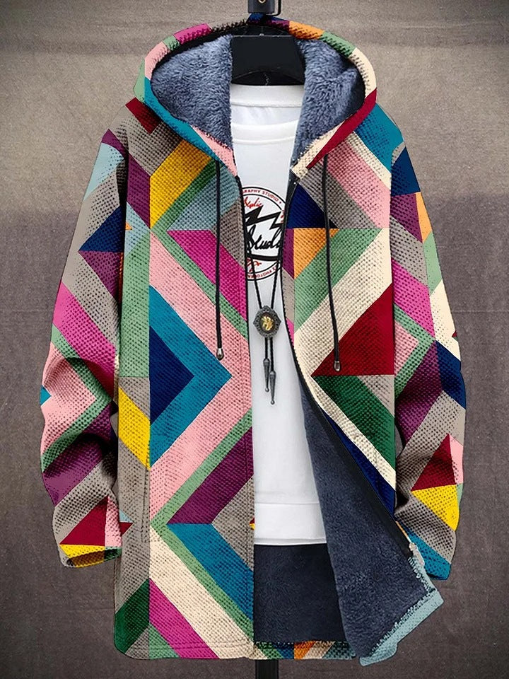 Geometric Print Hooded Jacket