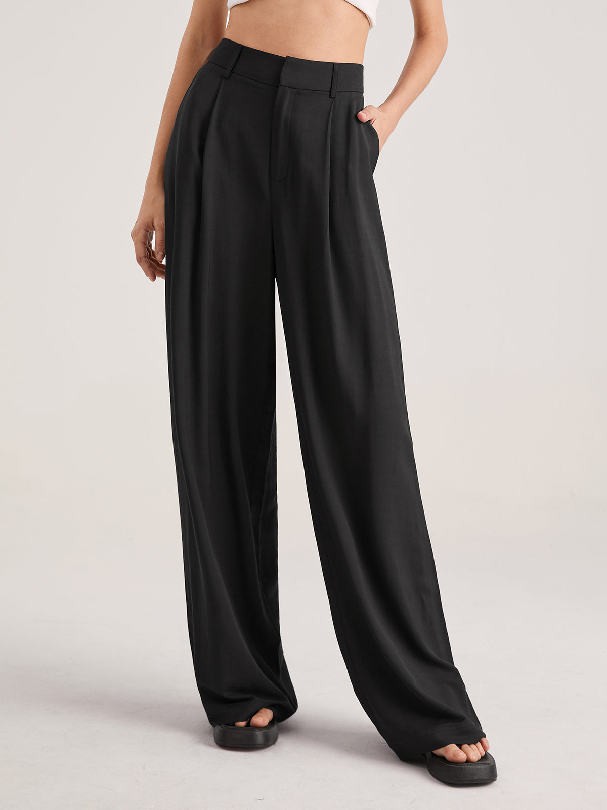 High-Waisted Wide-Leg Trousers