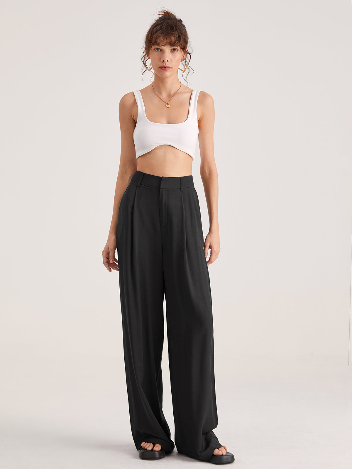 High-Waisted Wide-Leg Trousers