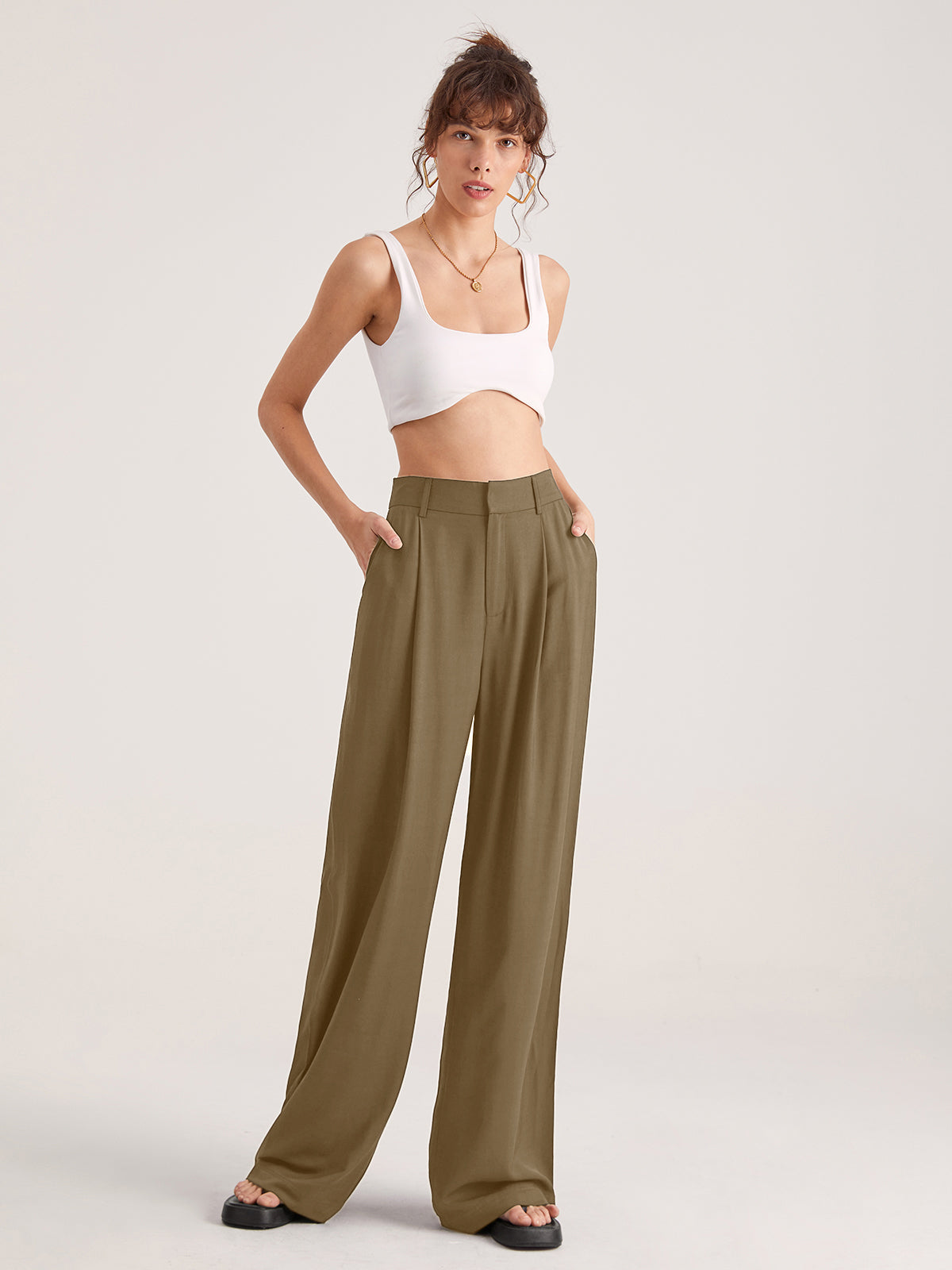 High-Waisted Wide-Leg Trousers