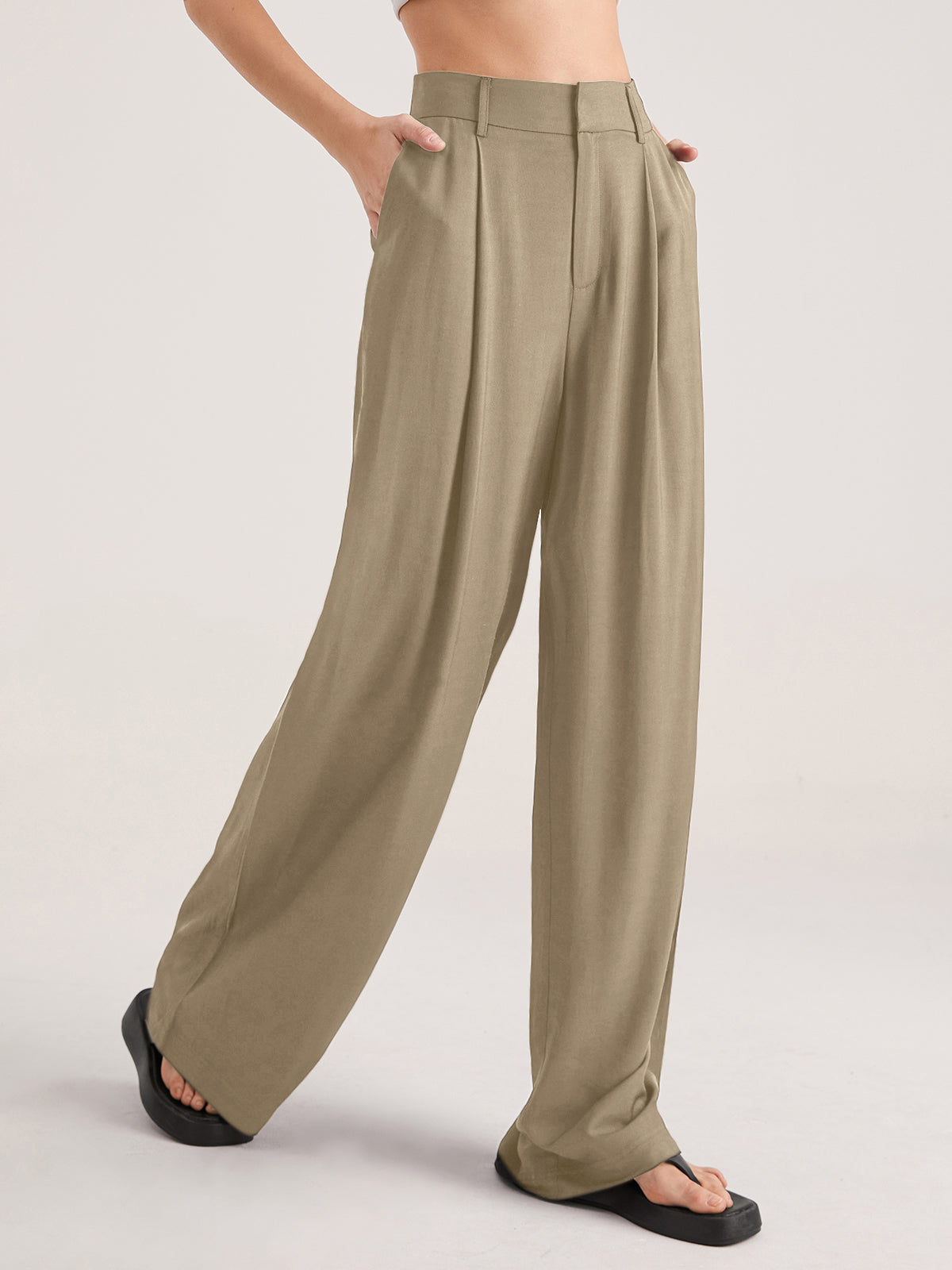 High-Waisted Wide-Leg Trousers