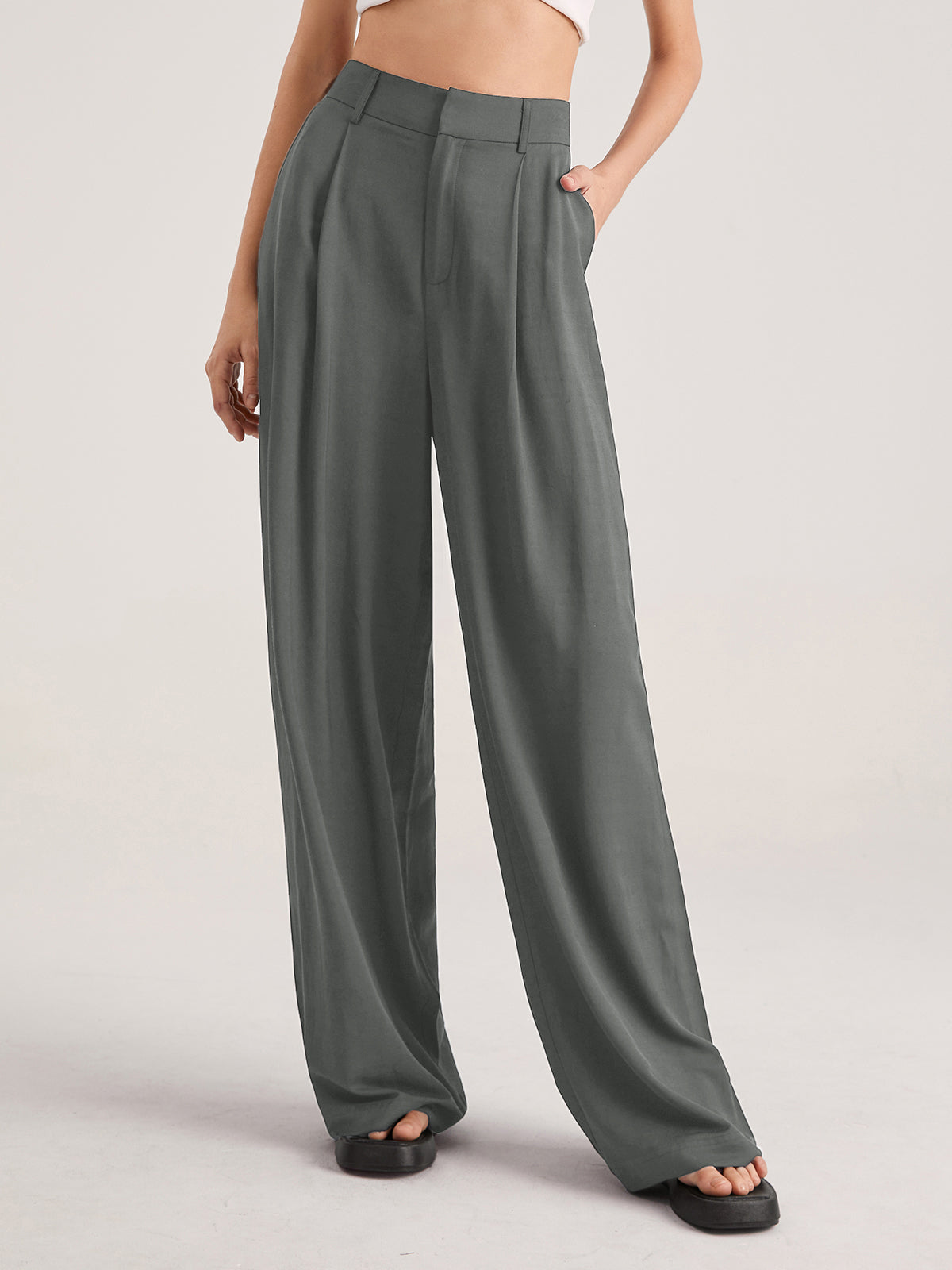High-Waisted Wide-Leg Trousers