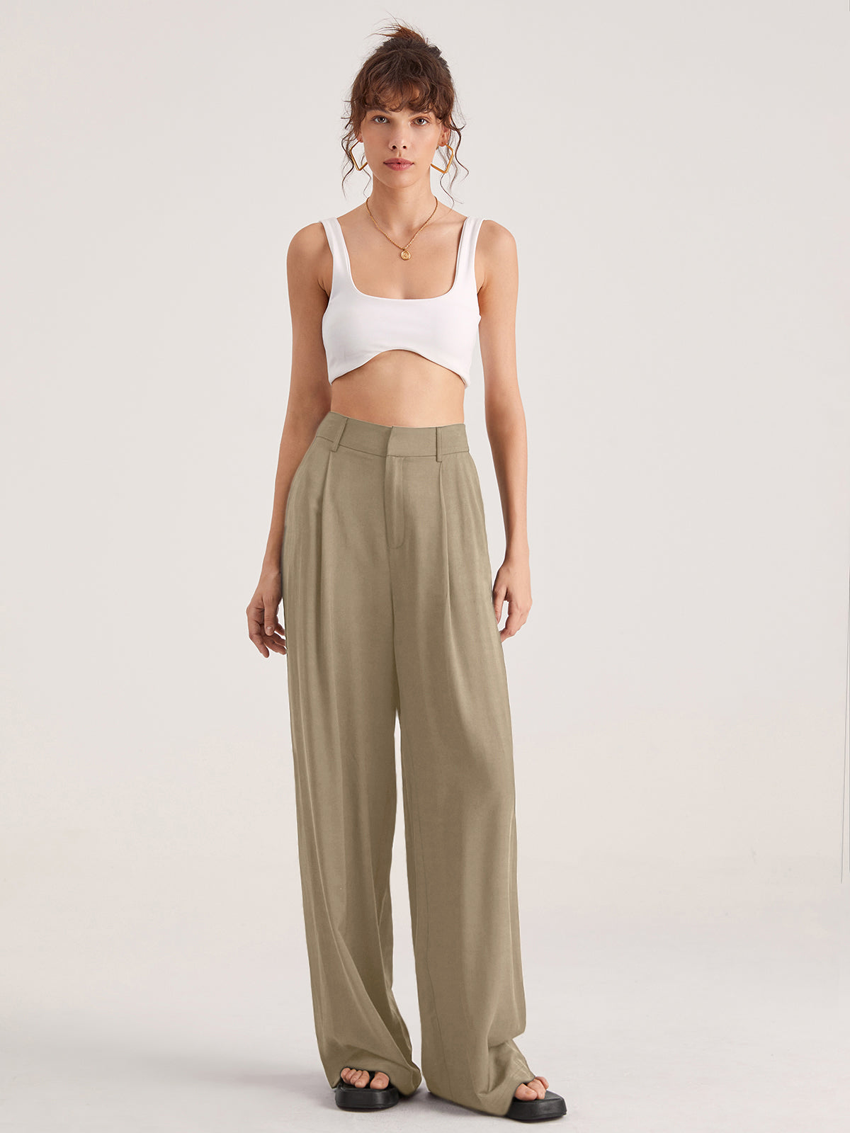 High-Waisted Wide-Leg Trousers