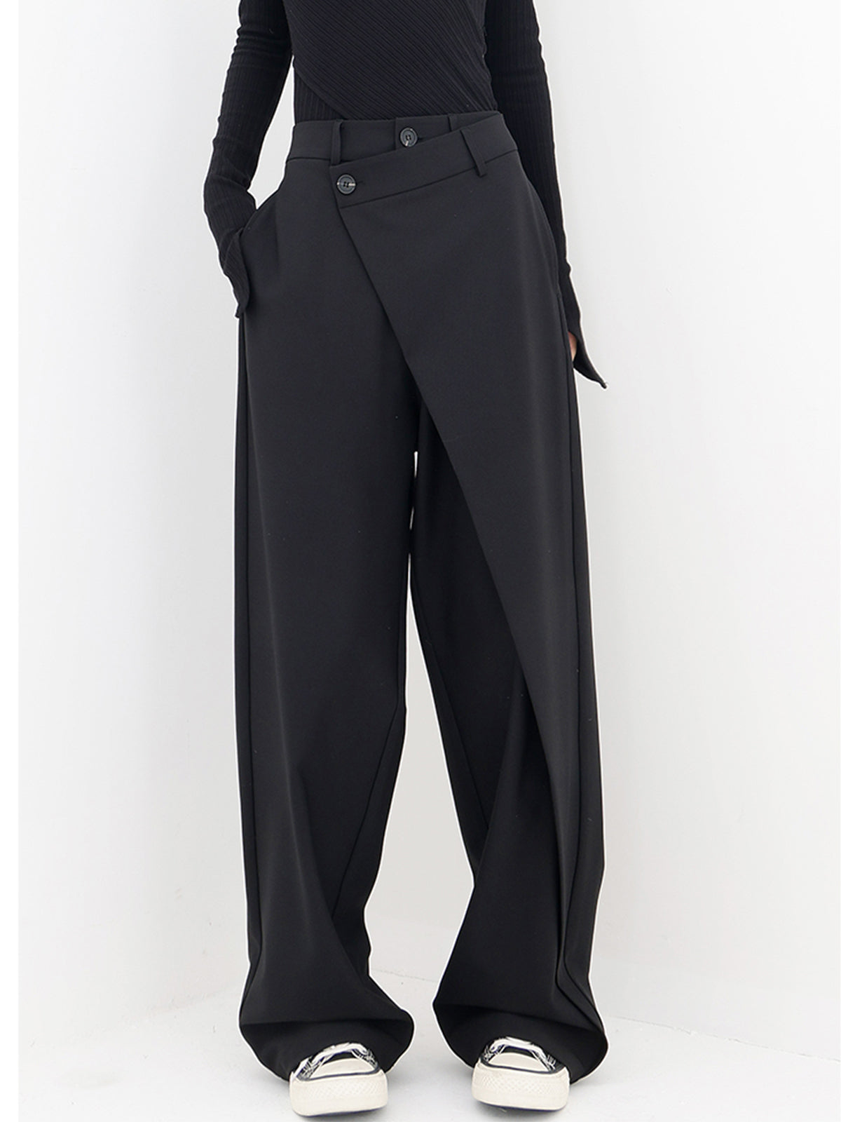 Asymmetric Wide-Leg Trousers