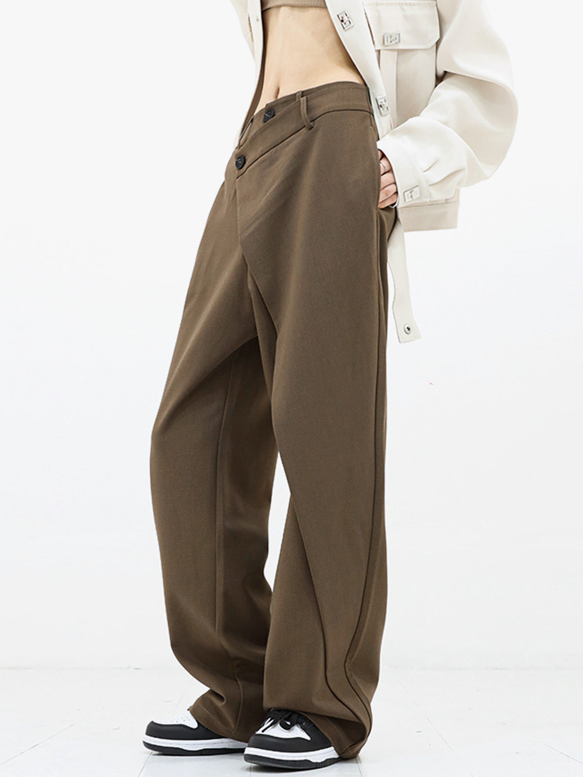Asymmetric Wide-Leg Trousers