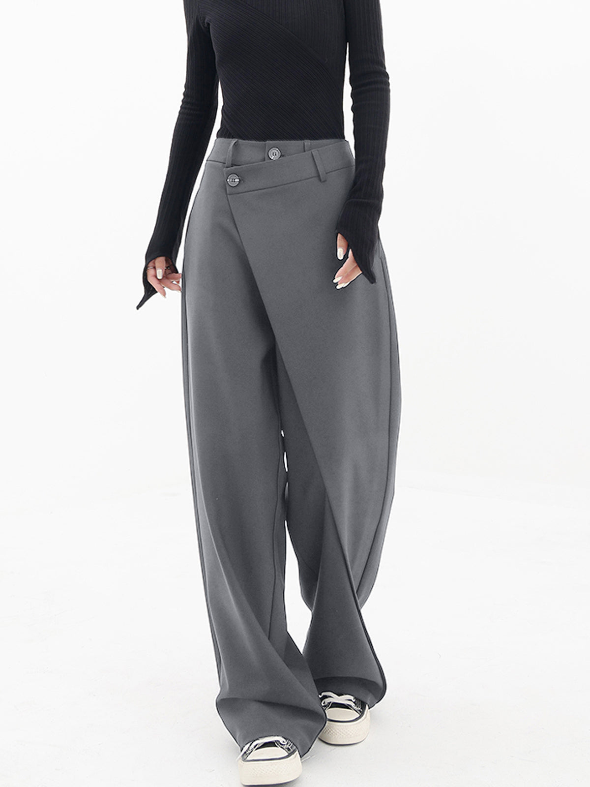 Asymmetric Wide-Leg Trousers