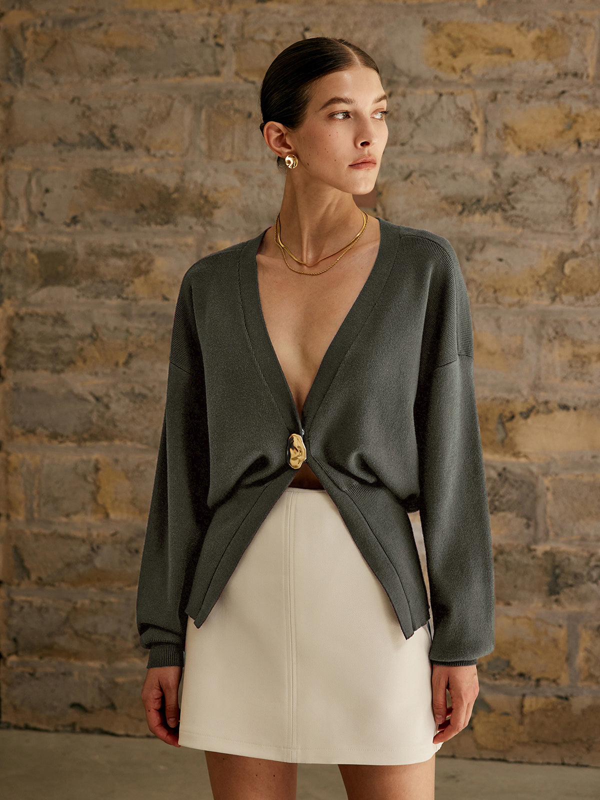 V-Neck Knitted Cardigan