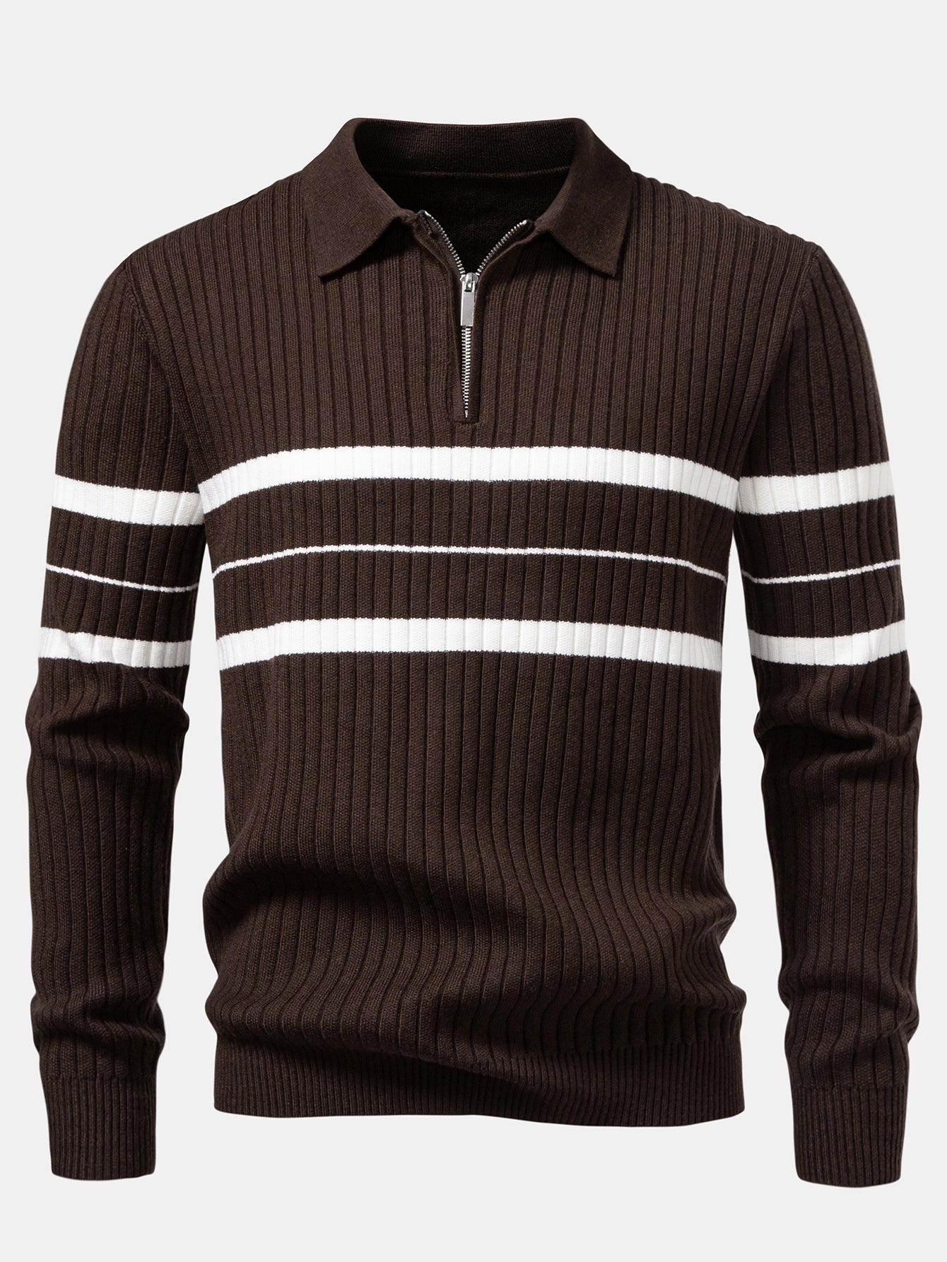 Striped Ribbed Knit Pullover
