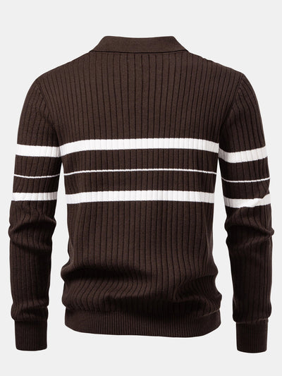 Striped Ribbed Knit Pullover