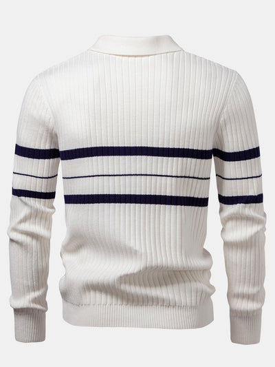 Striped Ribbed Knit Pullover