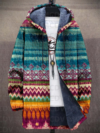 Ethnic Print Hooded Jacket