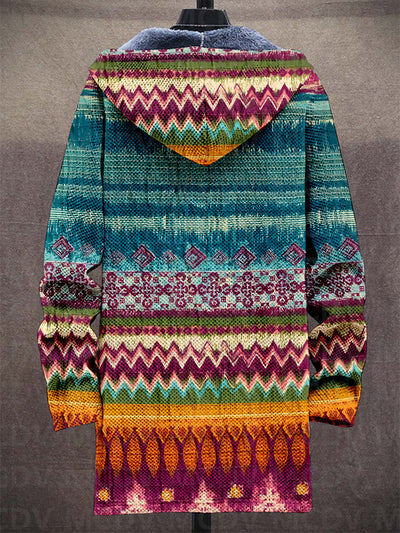 Ethnic Print Hooded Jacket