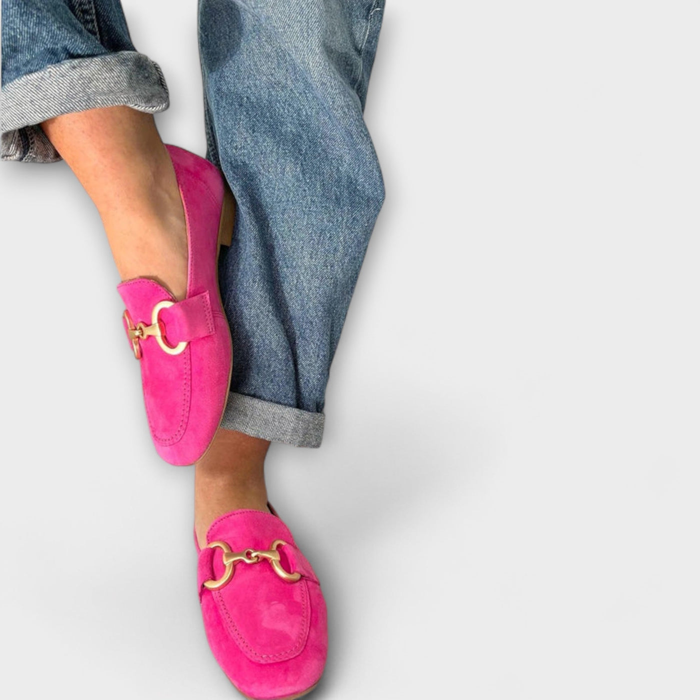 Pink Suede Loafers