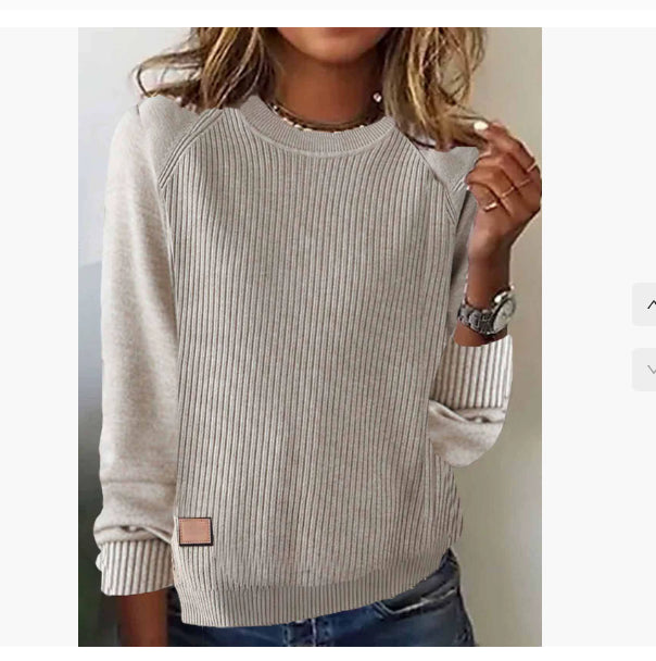 Casual Ribbed Knit Sweatshirt