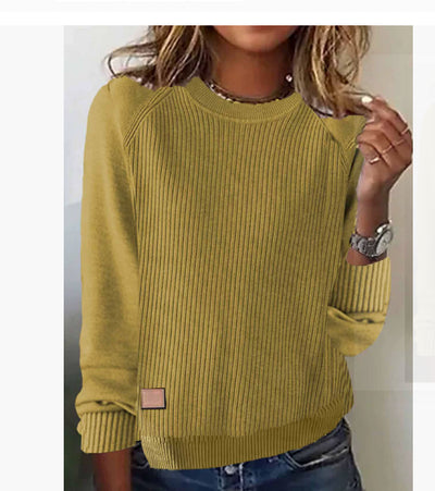 Casual Ribbed Knit Sweatshirt