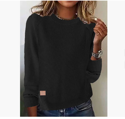 Casual Ribbed Knit Sweatshirt