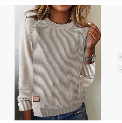 Casual Ribbed Knit Sweatshirt